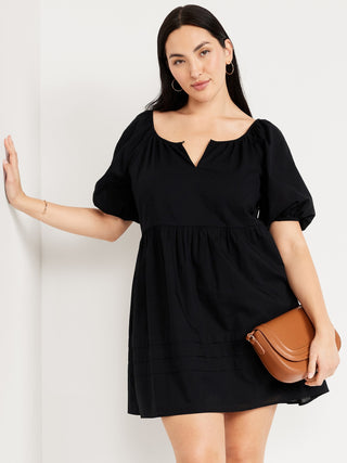 Vestido Manga Corta con Detalle Plisado