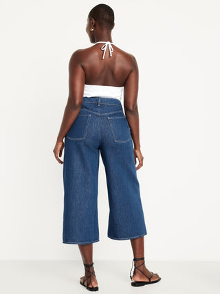Jeans Crop Talle Alto con Bolsillos