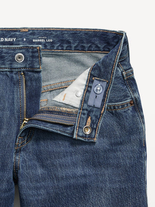 Jeans Barrel Talle Medio con Bolsillos, Niña