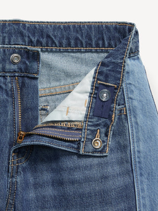 Jeans súper holgados de dos tonos para niñas para niñas.
