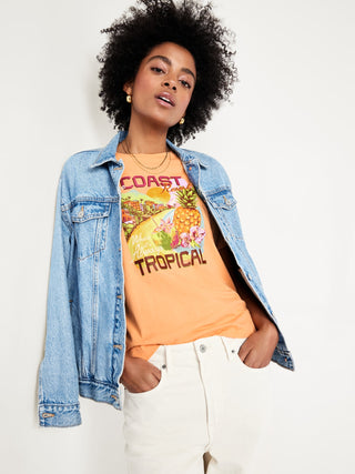 Camiseta Manga Corta con Gráfico de Algodón