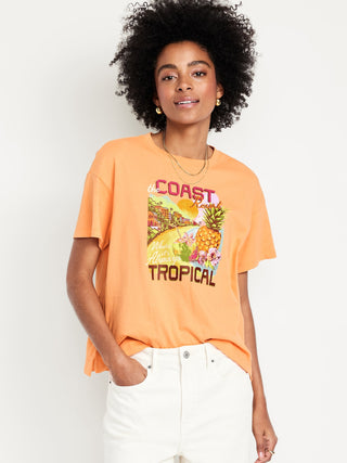 Camiseta Manga Corta con Gráfico de Algodón