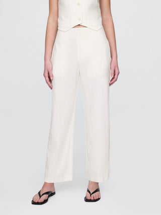 High-Waisted Ankle-Length Trousers with Pockets