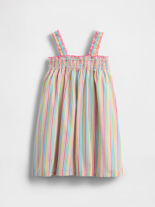 Vestido de popelín fruncido para bebé y niño pequeño.