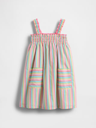 Vestido de popelín fruncido para bebé y niño pequeño.