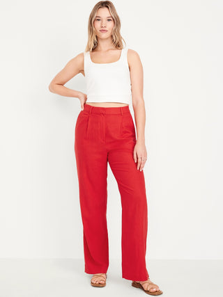Pantalón Ancho con Cintura Elástica de Lino