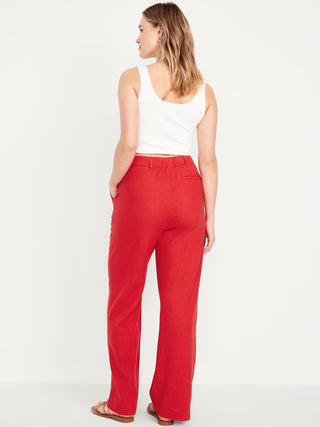 Pantalón Ancho con Cintura Elástica de Lino