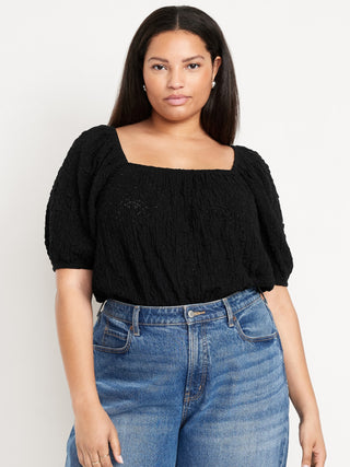 Blusa Manga Corta Detalle de Encaje