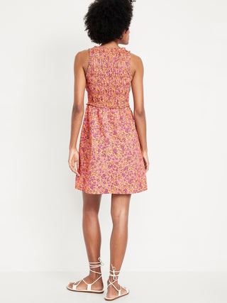 Vestido con Cintura Elástica Estampado Floral