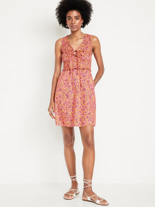 Vestido con Cintura Elástica Estampado Floral