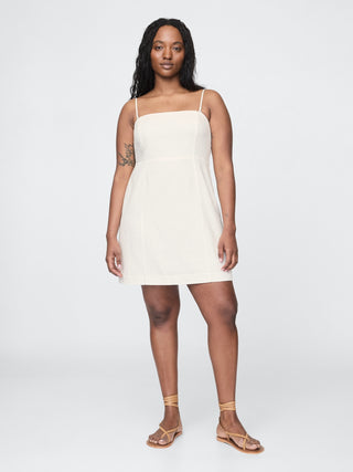 Vestido de Tirantes Cuello Cuadrado de Lino