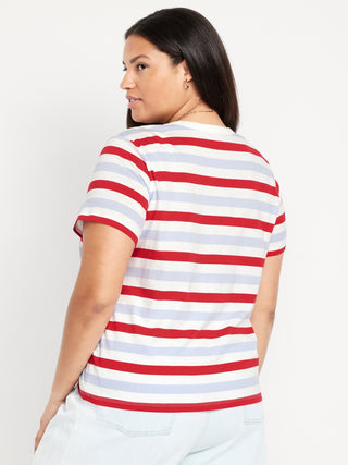 Camiseta Cuello Redondo con Estampado de Rayas