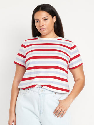 Camiseta Cuello Redondo con Estampado de Rayas