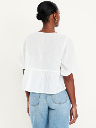 Blusa Manga Corta con Detalle Bordado