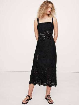 Vestido de Tirantes con Espalda Abierta de Lino