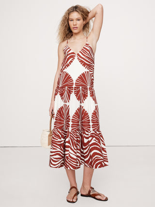 Vestido Midi con Tirantes Ajustables de Algodón