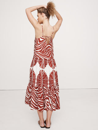 Vestido Midi con Tirantes Ajustables de Algodón