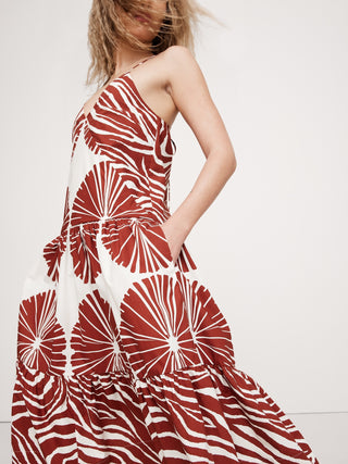 Vestido Midi con Tirantes Ajustables de Algodón