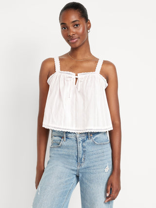 Blusa sin Mangas con Detalle de Encaje