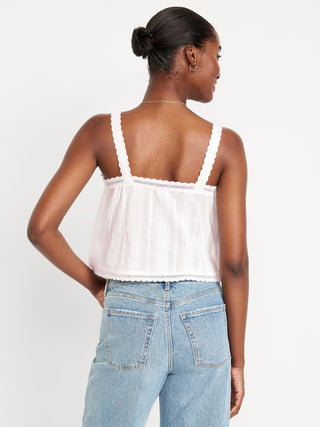 Blusa sin Mangas con Detalle de Encaje