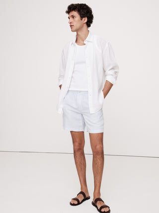 Short con Cintura Elástica y Bolsillos de Lino