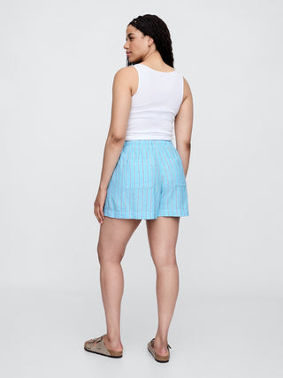 Shorts sin cordones en mezcla de lino de talle medio de 4".