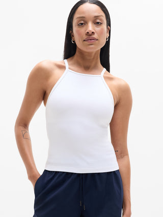 Camiseta sin mangas con sujetador incorporado de canalé exclusivo.