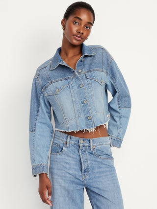 Chaqueta Denim con Efecto Deshilachado