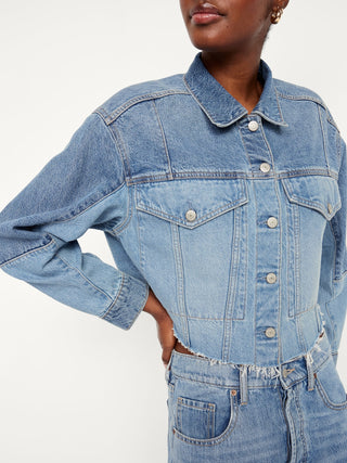 Chaqueta Denim con Efecto Deshilachado