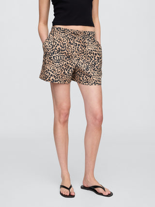 Short con Cintura Elástica Estampado de Lino