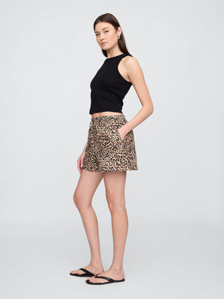 Short con Cintura Elástica Estampado de Lino
