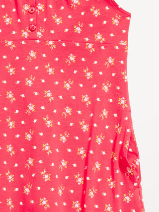 Vestido Manga Corta con Estampado Floral, Niña