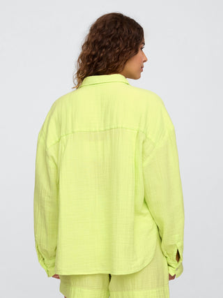 Camisa Oversize con Bolsillo de Algodón