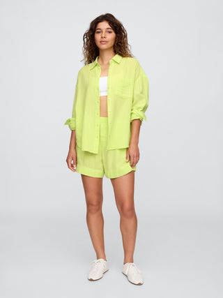 Camisa Oversize con Bolsillo de Algodón
