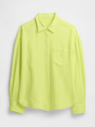 Camisa Oversize con Bolsillo de Algodón