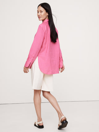 Camisa Oversize Manga Larga de Lino