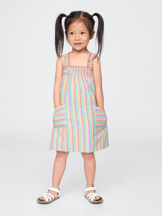Vestido de popelín fruncido para bebé y niño pequeño.