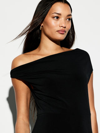 Vestido Midi con Escote Asimétrico