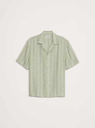 Camisa Manga Corta con Estampado de Lino