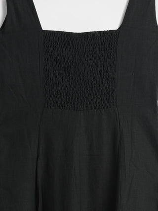 Vestido Largo de Cuello Cuadrado de Lino