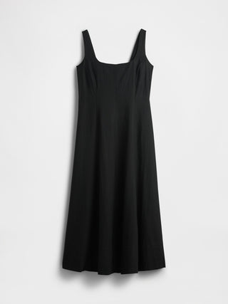 Vestido Largo de Cuello Cuadrado de Lino