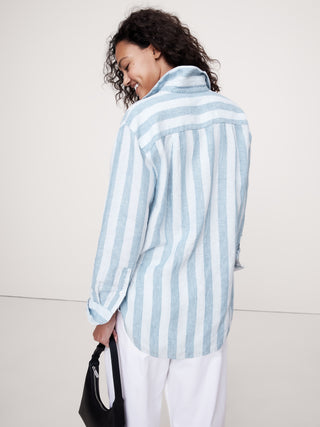 Camisa Oversize Manga Larga de Lino