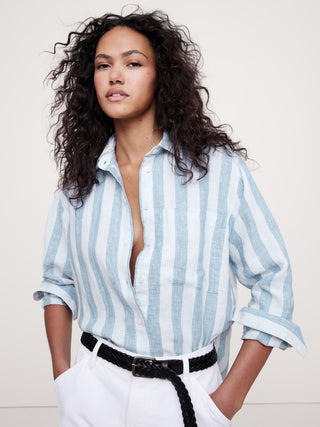 Camisa Oversize Manga Larga de Lino