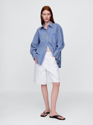 Camisa Oversize con Estampado de Rayas