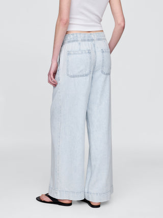 Jeans Holgados Talle Medio con Cintura Elástica