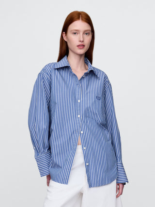 Camisa Oversize con Estampado de Rayas