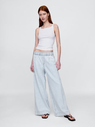 Jeans Holgados Talle Medio con Cintura Elástica