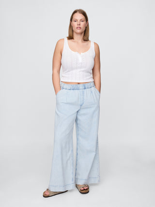 Jeans Holgados Talle Medio con Cintura Elástica