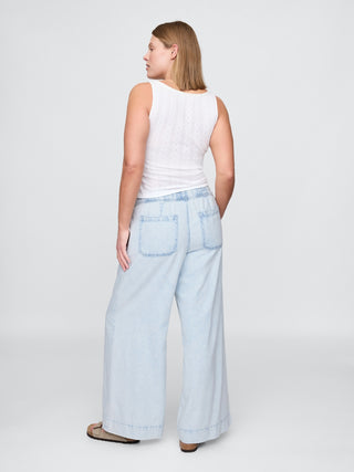 Jeans Holgados Talle Medio con Cintura Elástica