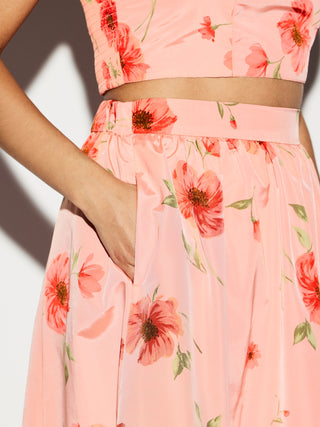 Enagua Midi Talle Alto con Estampado Floral